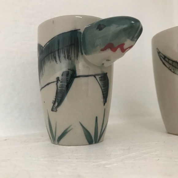 Ceramic 3D Sculptural Dinosaur Shark Cups Planters - Picture 4 of 8
